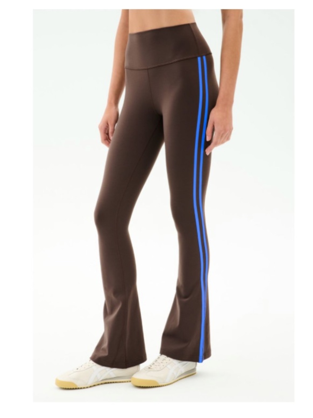Splits59 Raquel High-Waist Flare Pants in Brown with Blue Stripe 32”